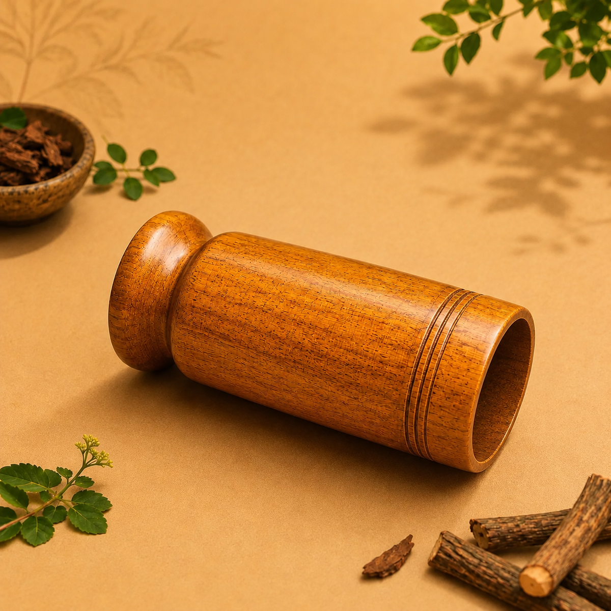 Premium Vijaysar Wooden Water Glass | Sugar Balance wooden water glass