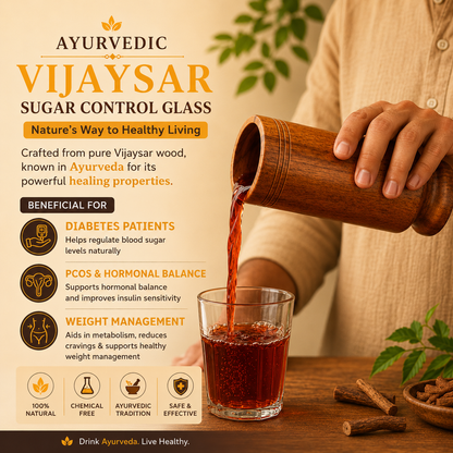 Premium Vijaysar Wooden Water Glass | Sugar Balance wooden water glass