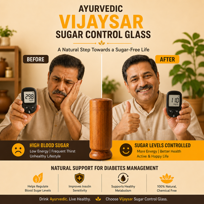 Premium Vijaysar Wooden Water Glass | Sugar Balance wooden water glass