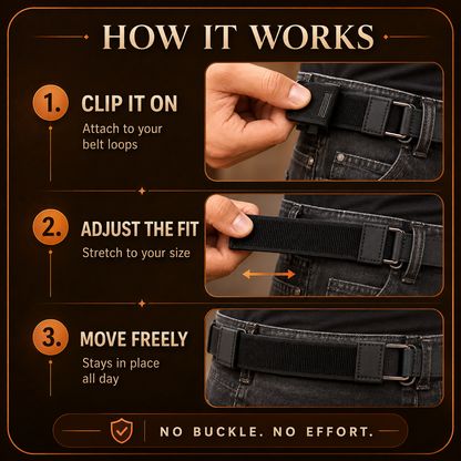 Carpediem Buckleless Belt, Adjustable Buckle-Free Belt.