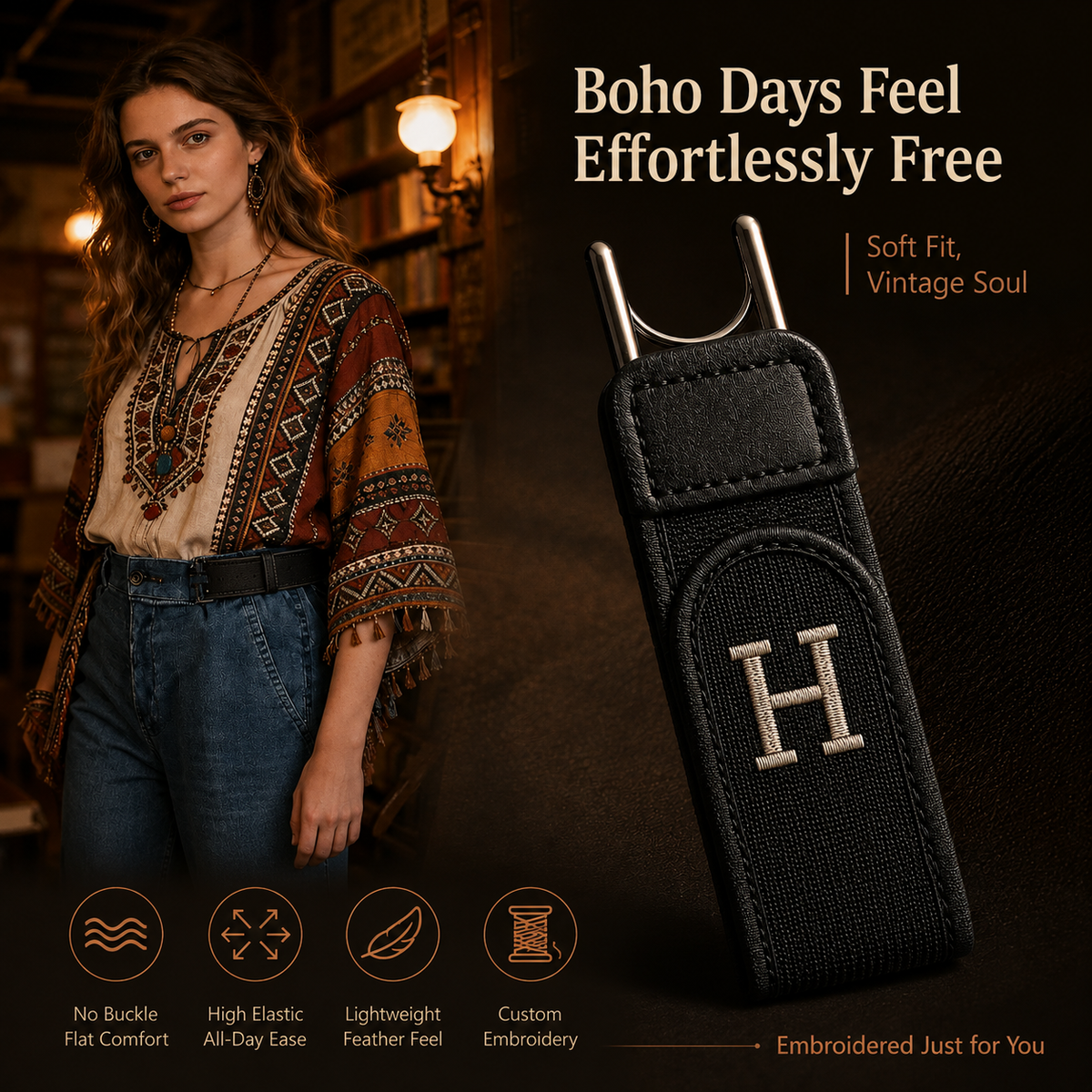 Carpediem Buckleless Belt, Adjustable Buckle-Free Belt.