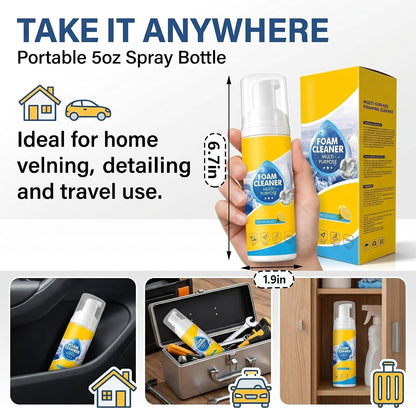 Multifunctional Foam-Cleaner Spray for Car 200 ml Each (Pack Of 2)